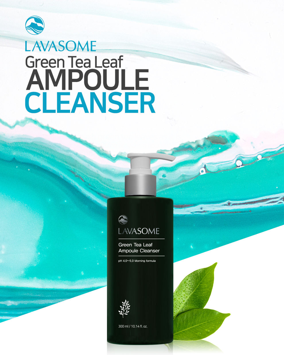 LAVASOME Green Tea Leaf Ampoule Cleanser โฟมล้างหน้าชาเขียวสูตรอ่อนโยน - Image 2