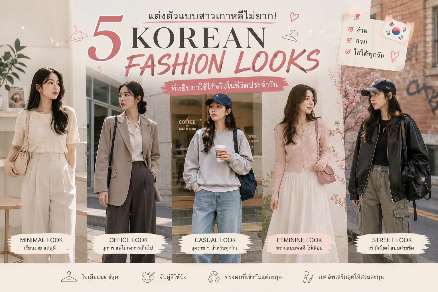 5 Korean Fashion Looks ที่หยิบมาใช้ได้จริงในชีวิตประจำวัน